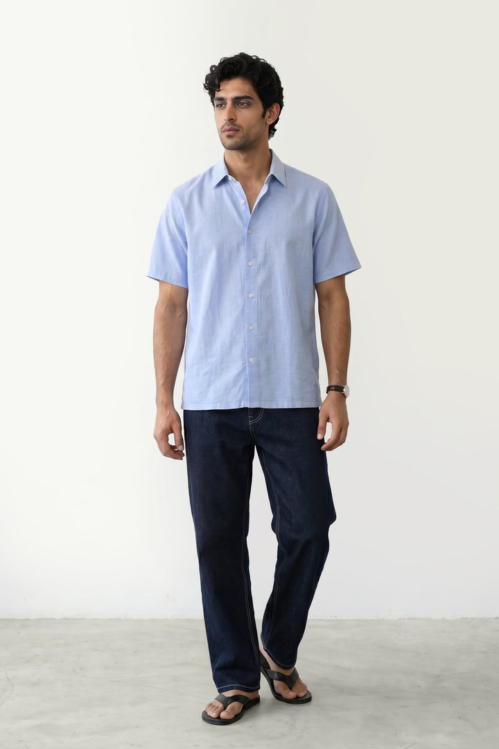 Blue Short Sleeves Shirt
