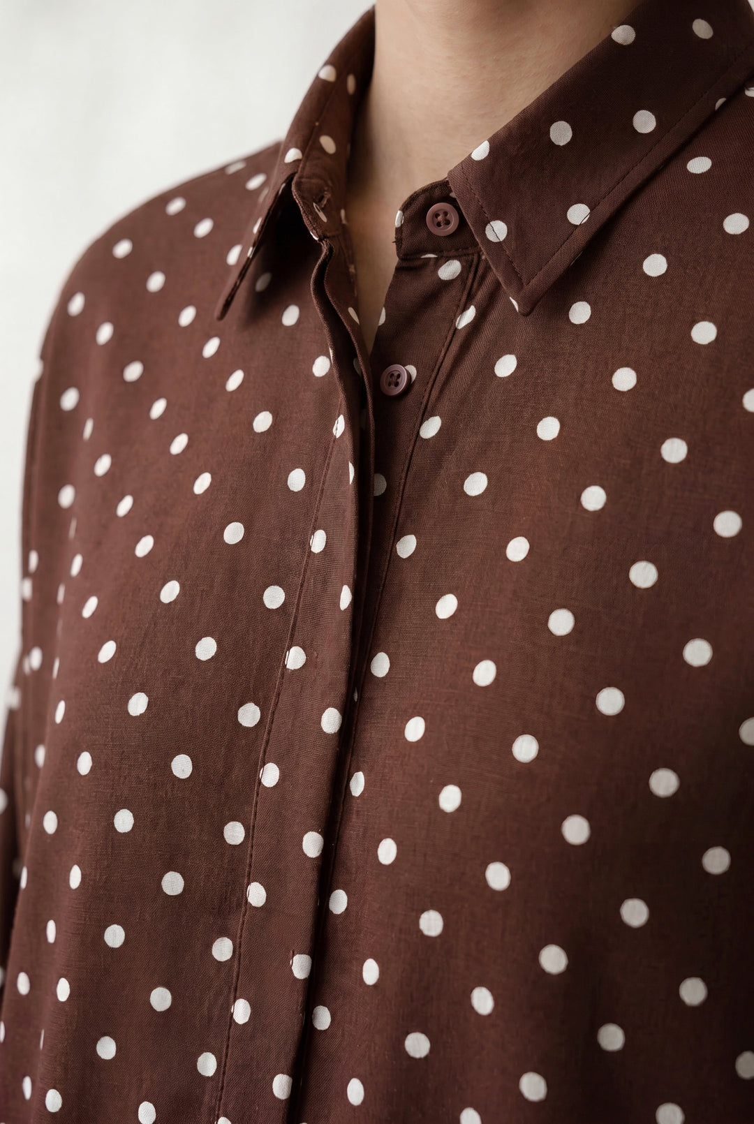 Brown Polka Dots Oversized Shirt