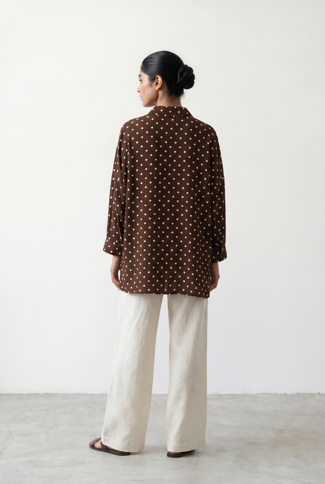 Brown Polka Dots Oversized Shirt