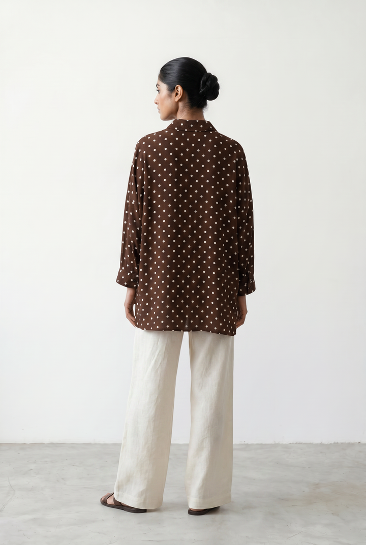 Brown Polka Dots Oversized Shirt