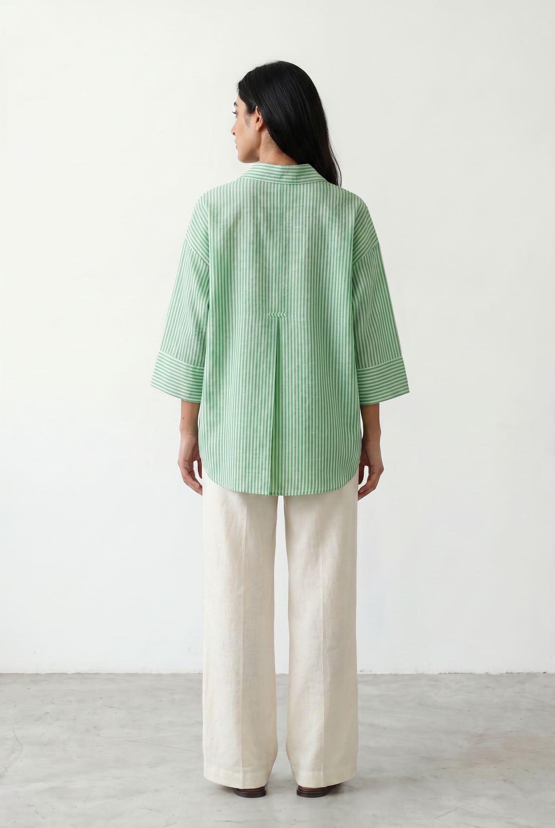 Mint Shirt With Turnup Sleeves