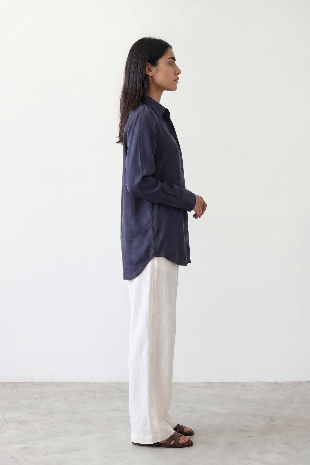 Navy Silk Shirt