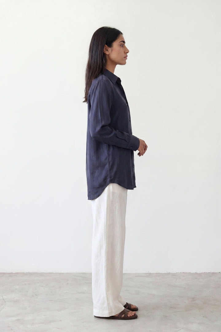 Navy Silk Shirt