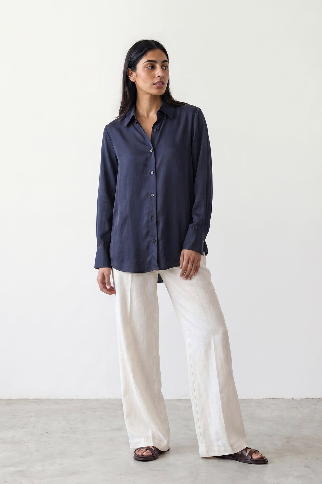 Navy Silk Shirt
