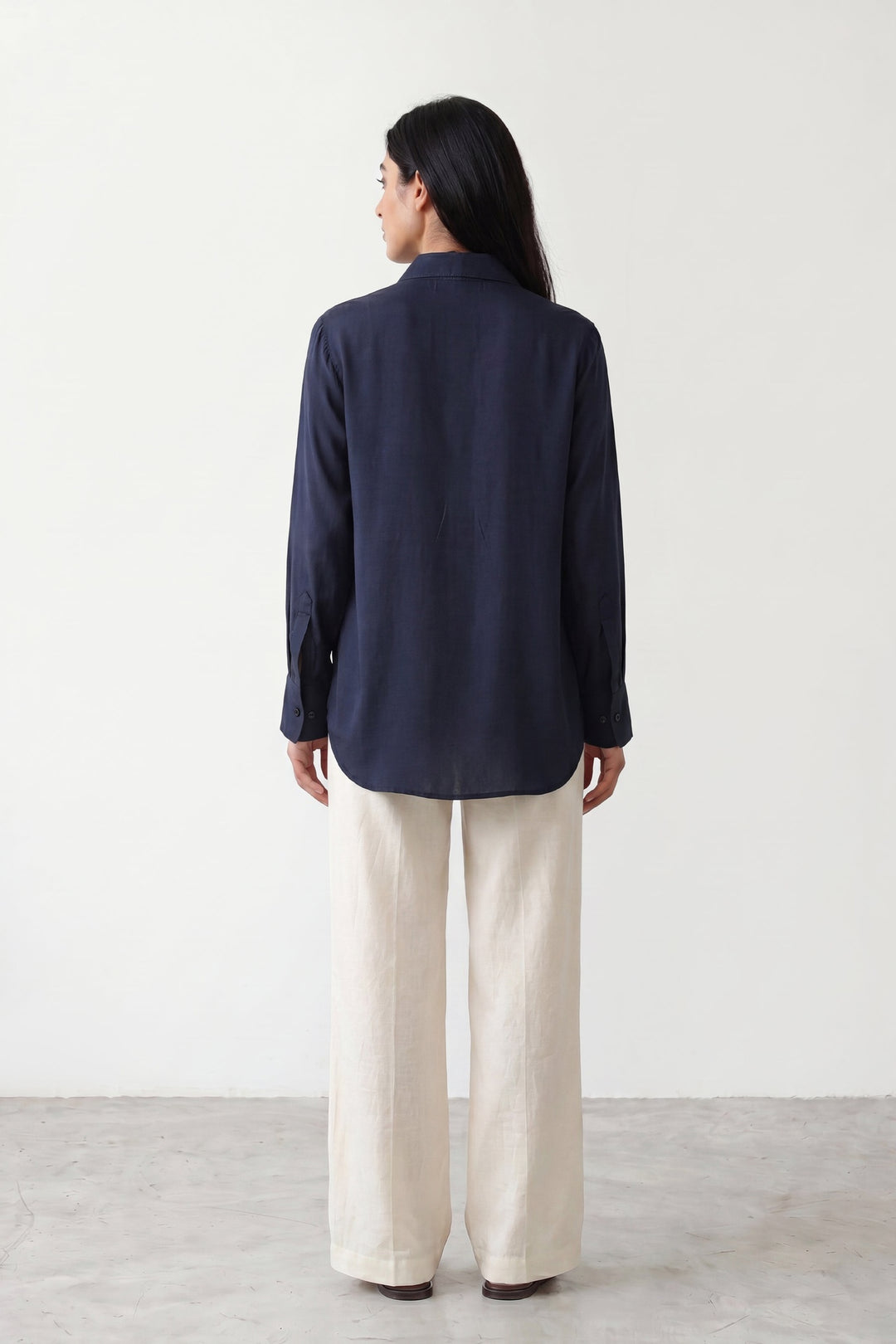 Navy Silk Shirt