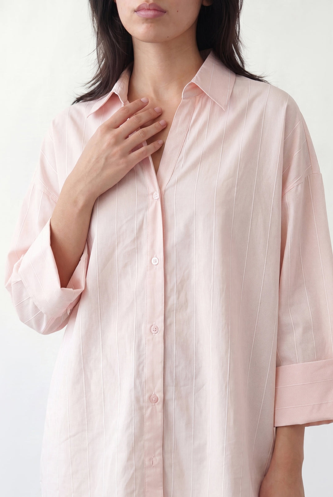 Pink Shirt With Turnup Sleeves