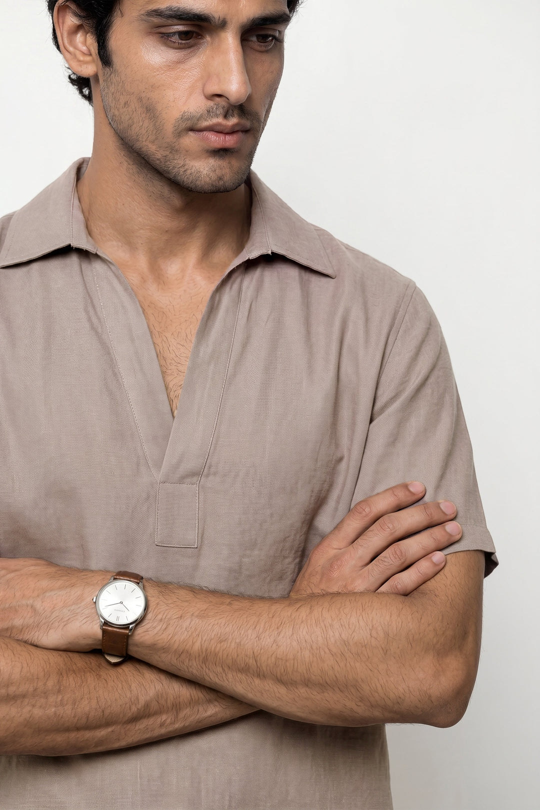 Sand Linen Polo Shirt