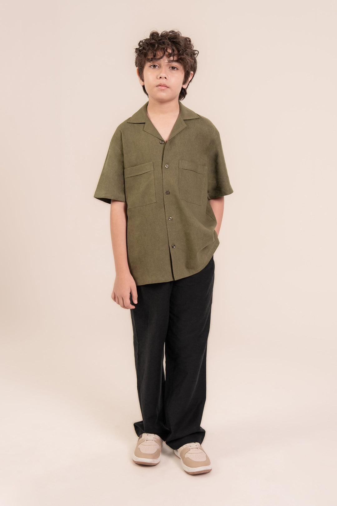 Olive Linen Resort Shirt