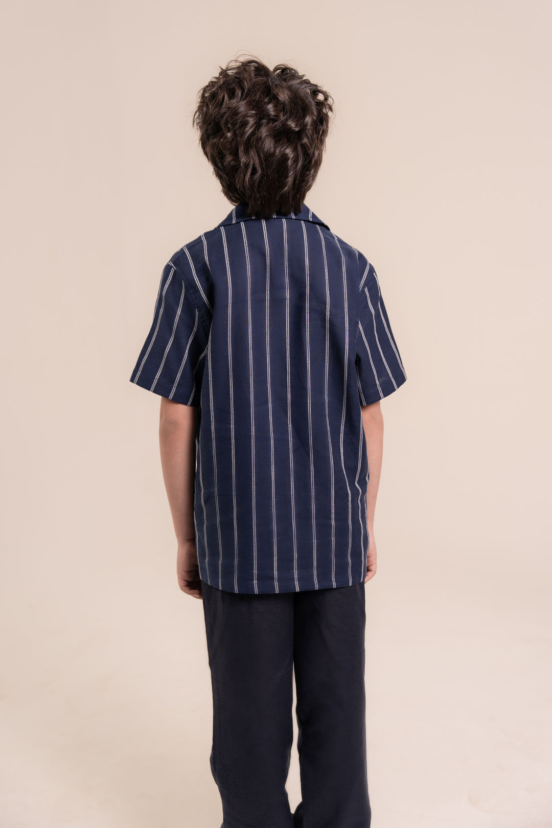 Navy Striped Linen Resort Shirt