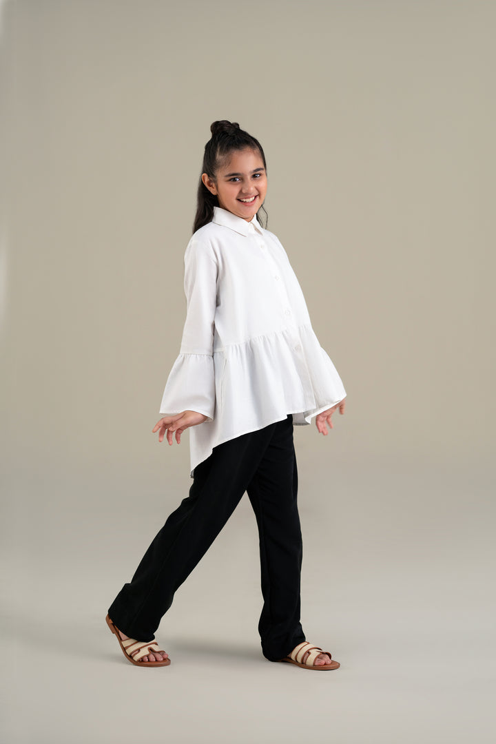 White Shirt with Ruffle Detail
