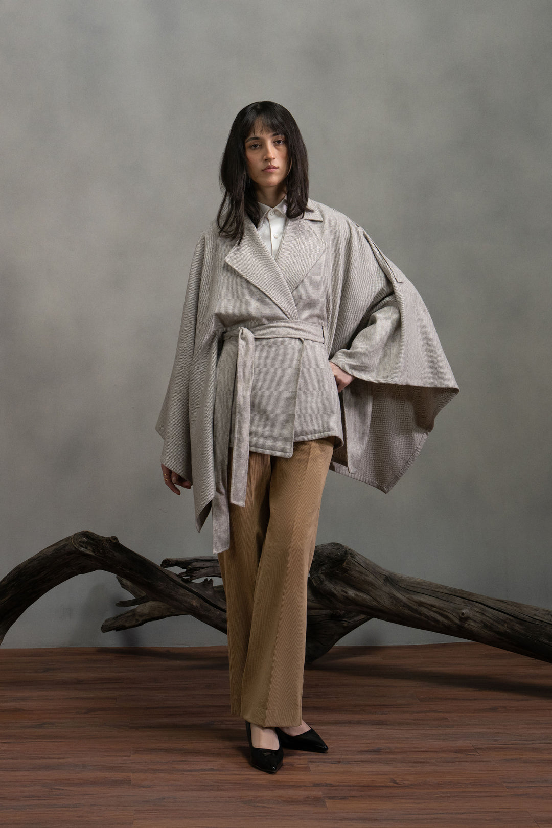 Light Grey Wool Cape Shawl