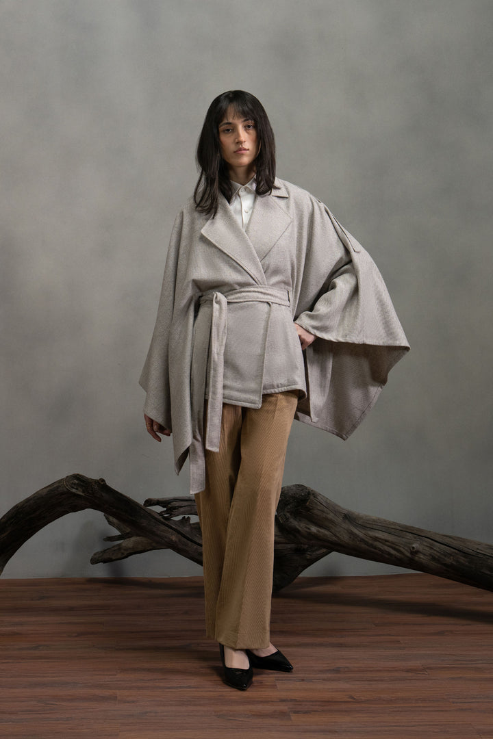 Light Grey Wool Cape Shawl