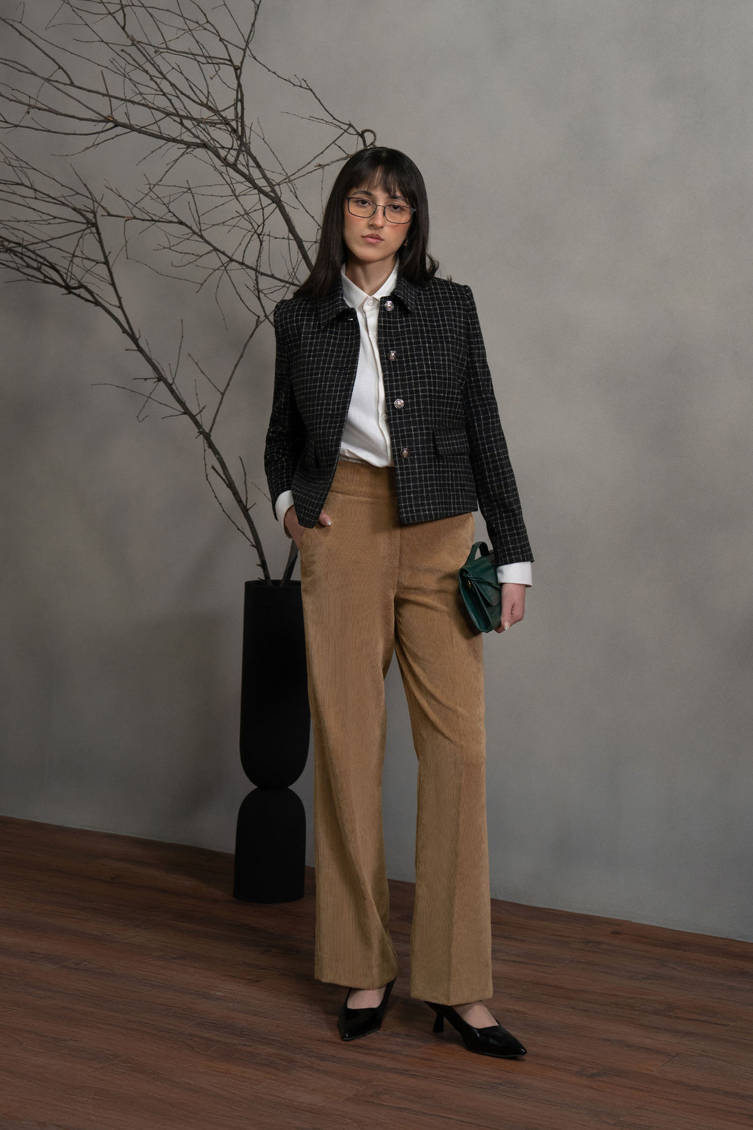 Black Cropped Tweed Jacket