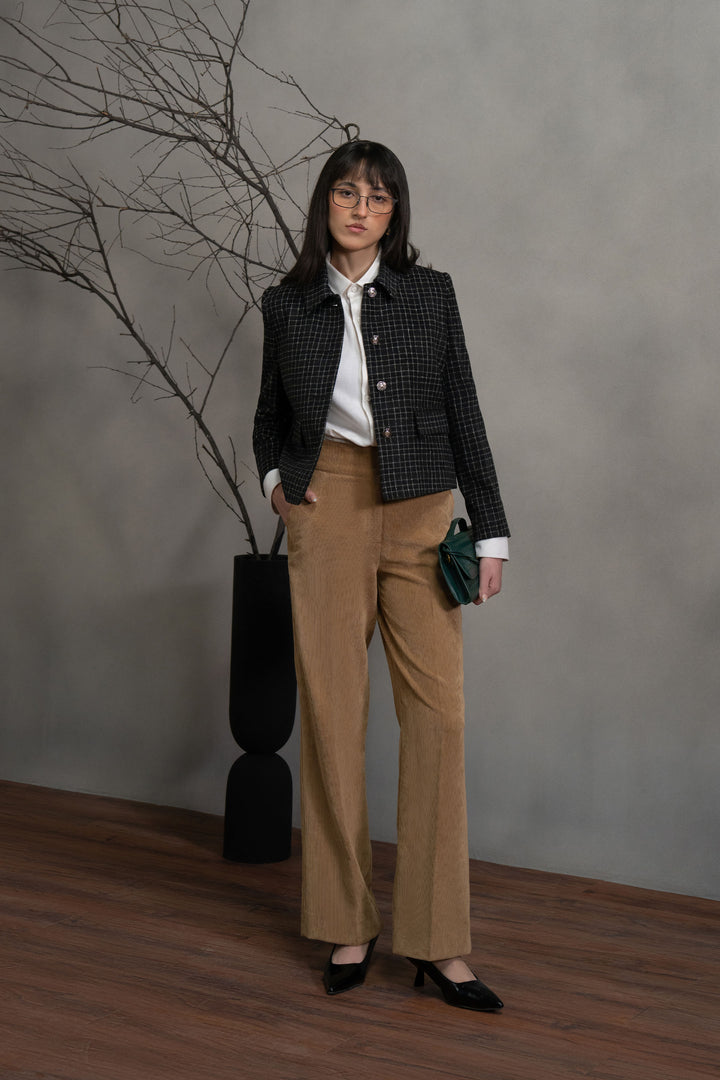 Black Cropped Tweed Jacket