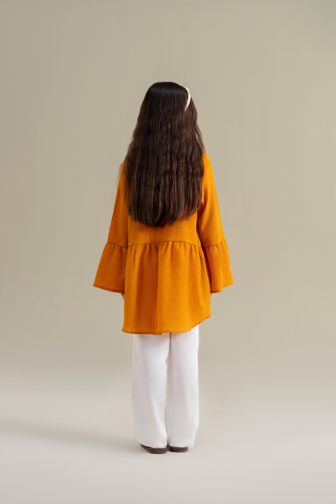 Mustard Shirt with Ruffle Detail