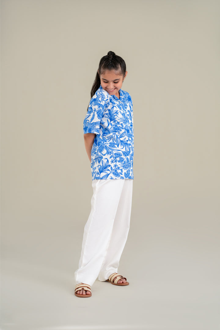 Blue Printed Resort Shirt