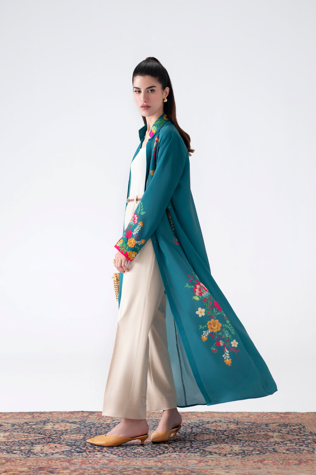 Teal Embroidered Dress