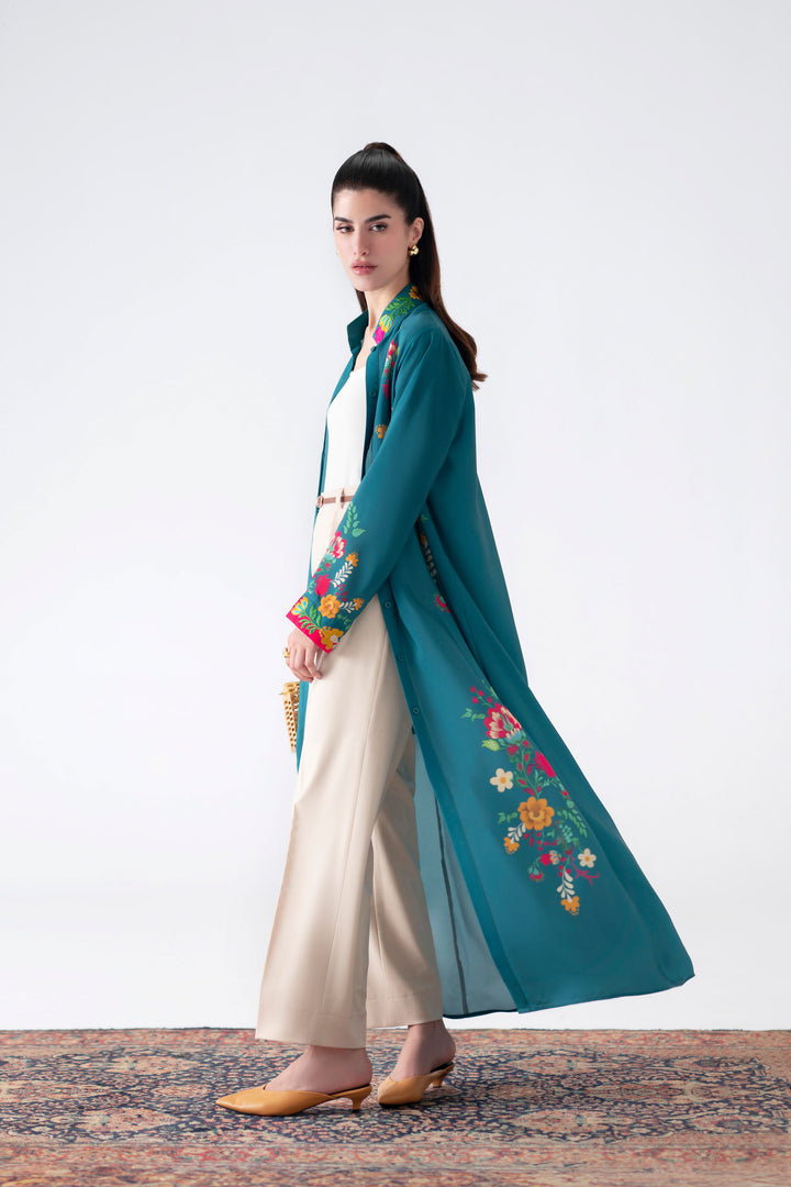 Teal Embroidered Dress