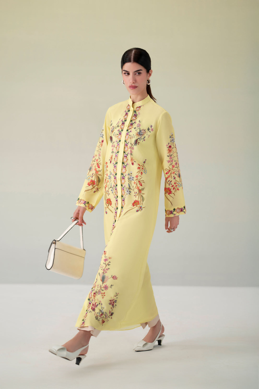 Lemon Yellow Embroidered Dress
