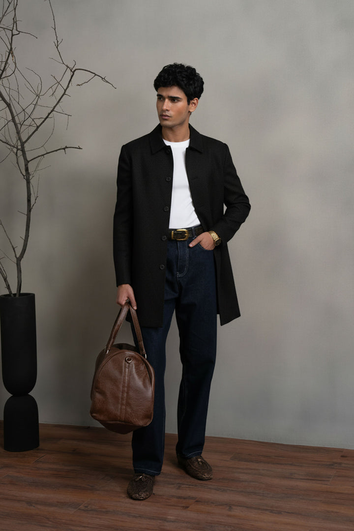 Black Twill Long Coat