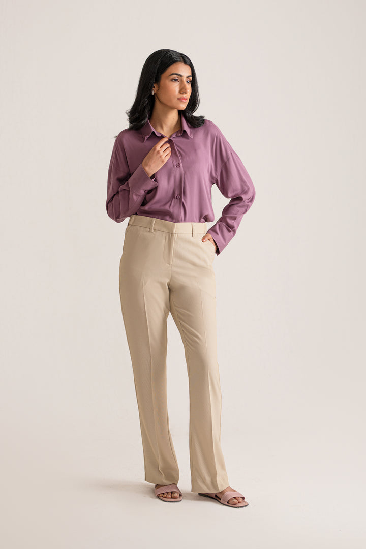 Beige Flared Trouser