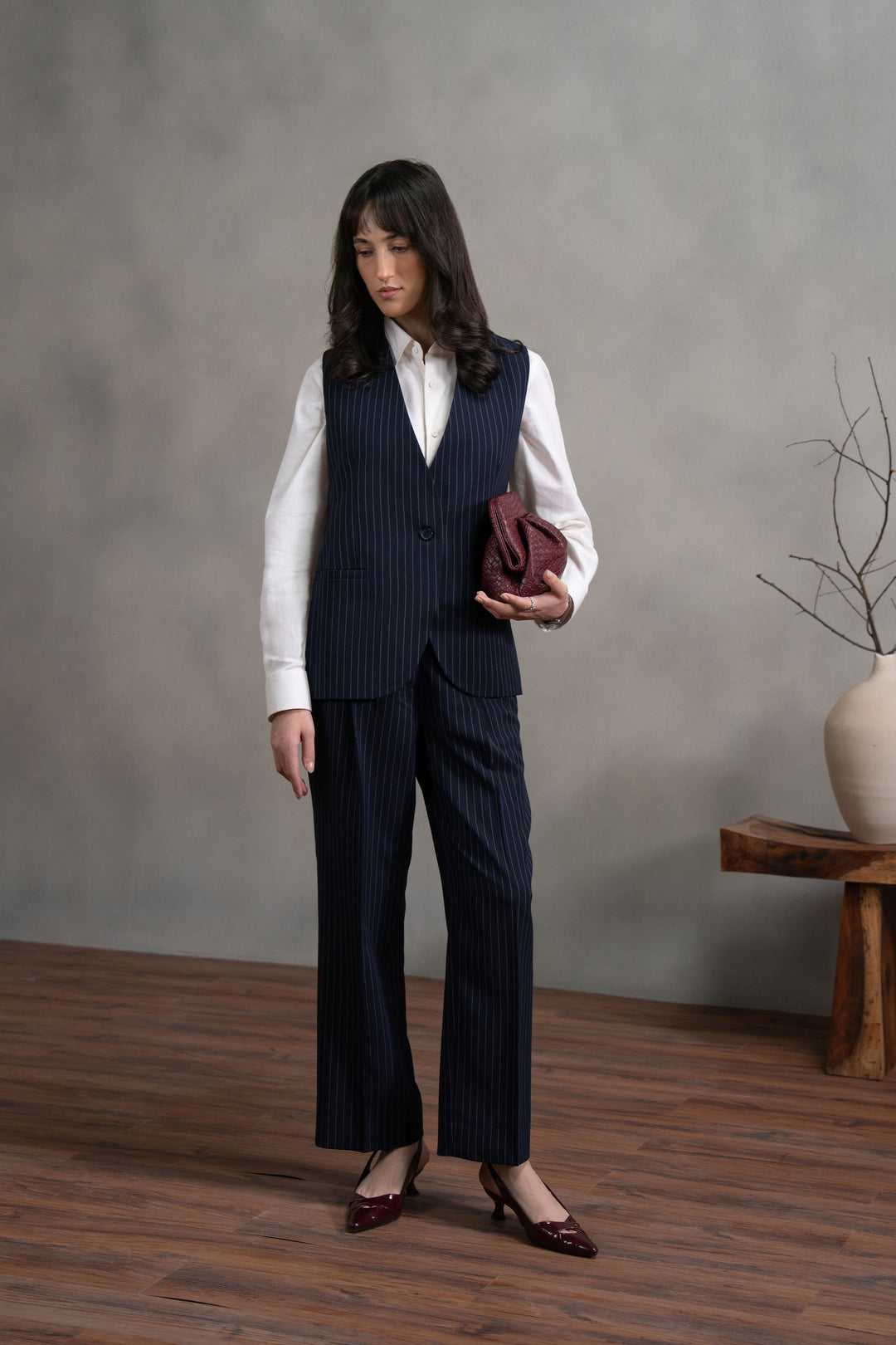 Tailored Navy Pinstripe Co-ord Set