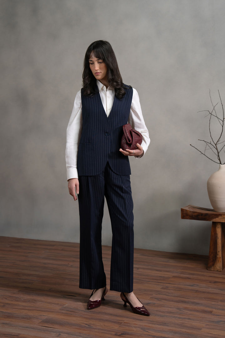 Tailored Navy Pinstripe Co-ord Set