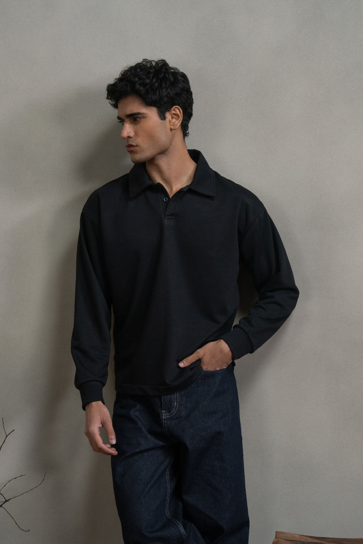 Black Knitted Polo