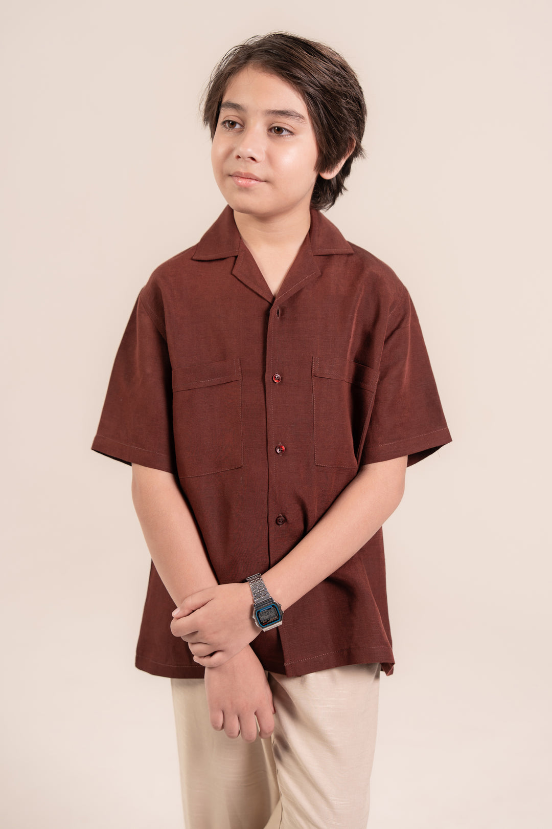 Burgundy Linen Resort Shirt