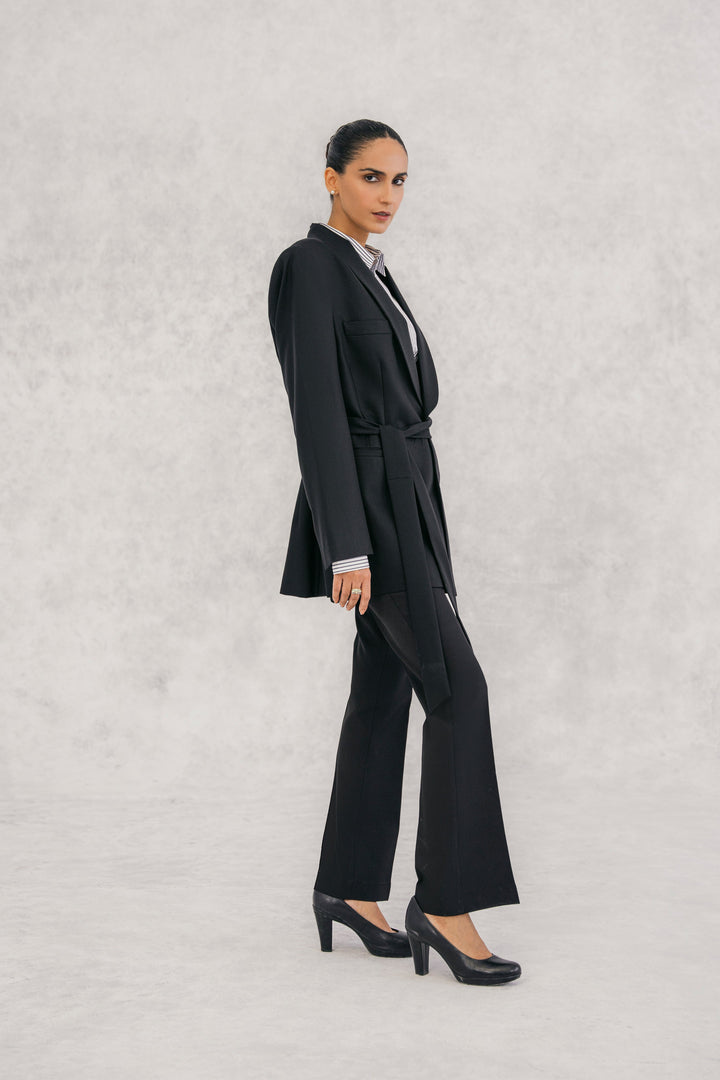 Black Tropical Shawl Collar Suit