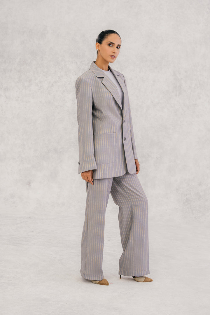 Tropical Grey Striped Classic Suit