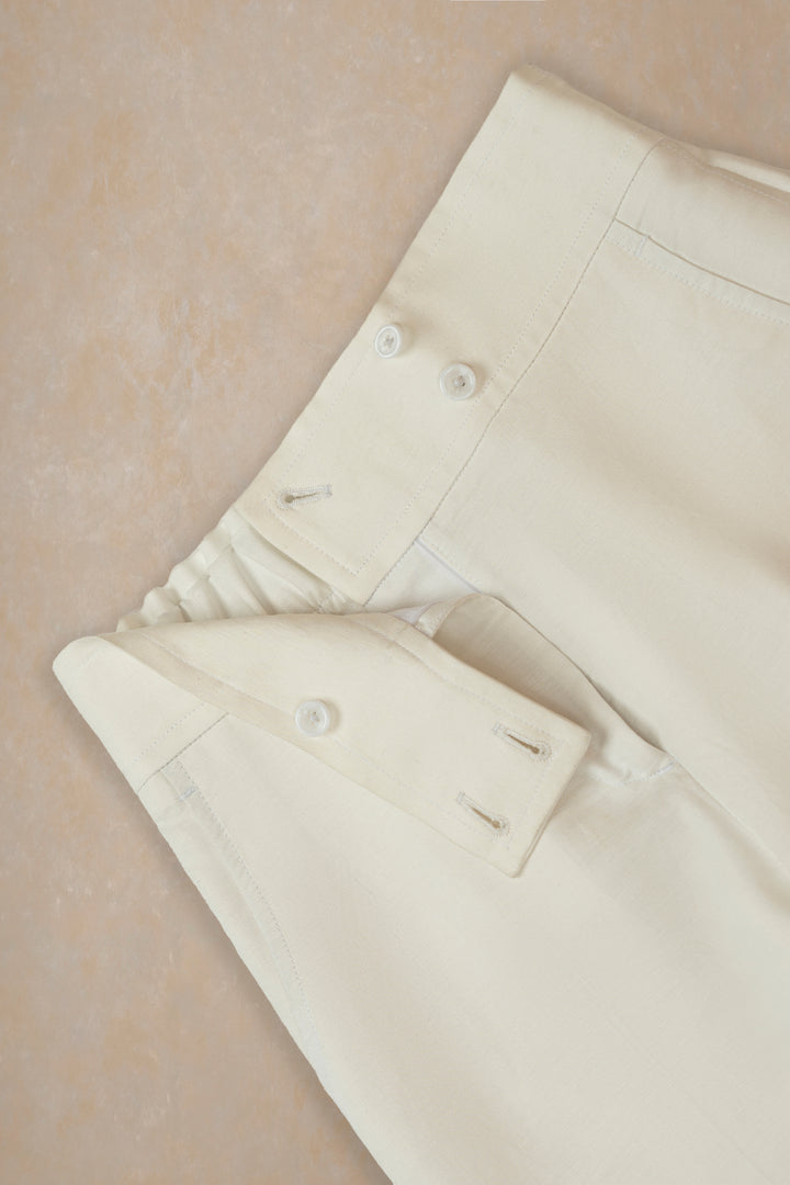 White Linen Wide Leg Trouser