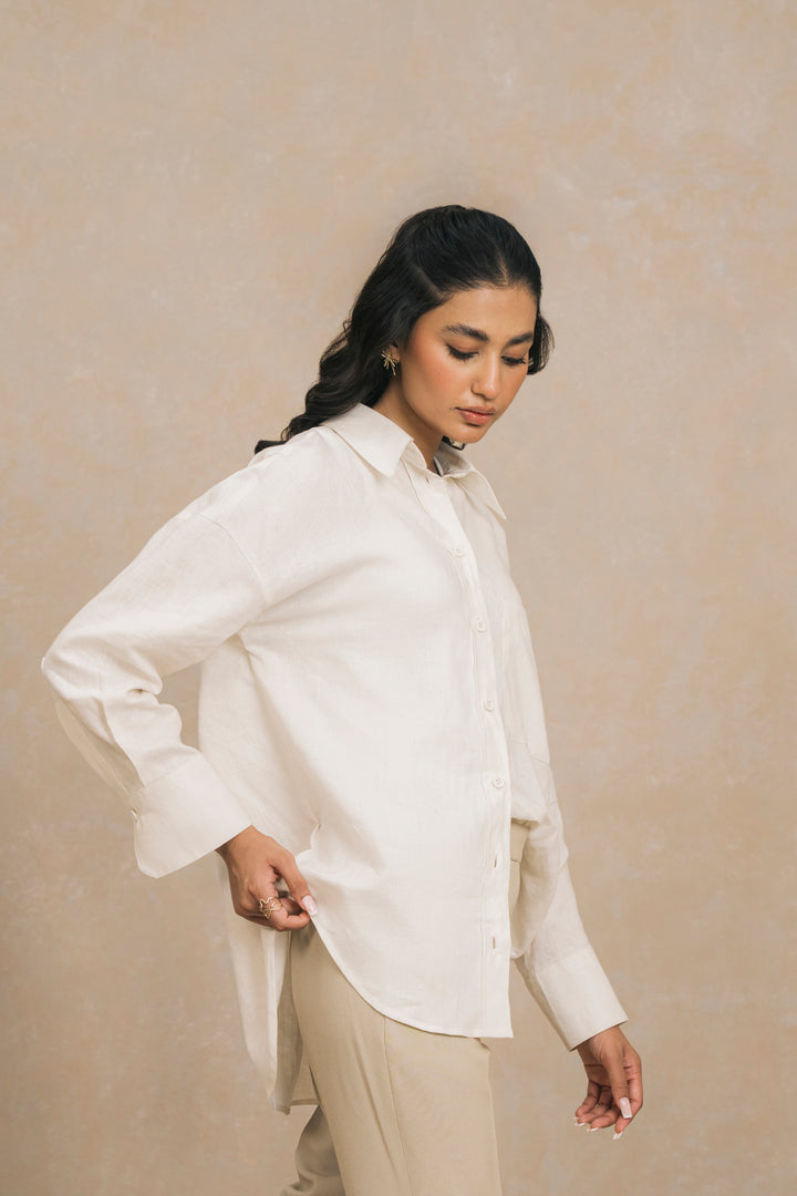 WHITE LINEN OXFORD SHIRT