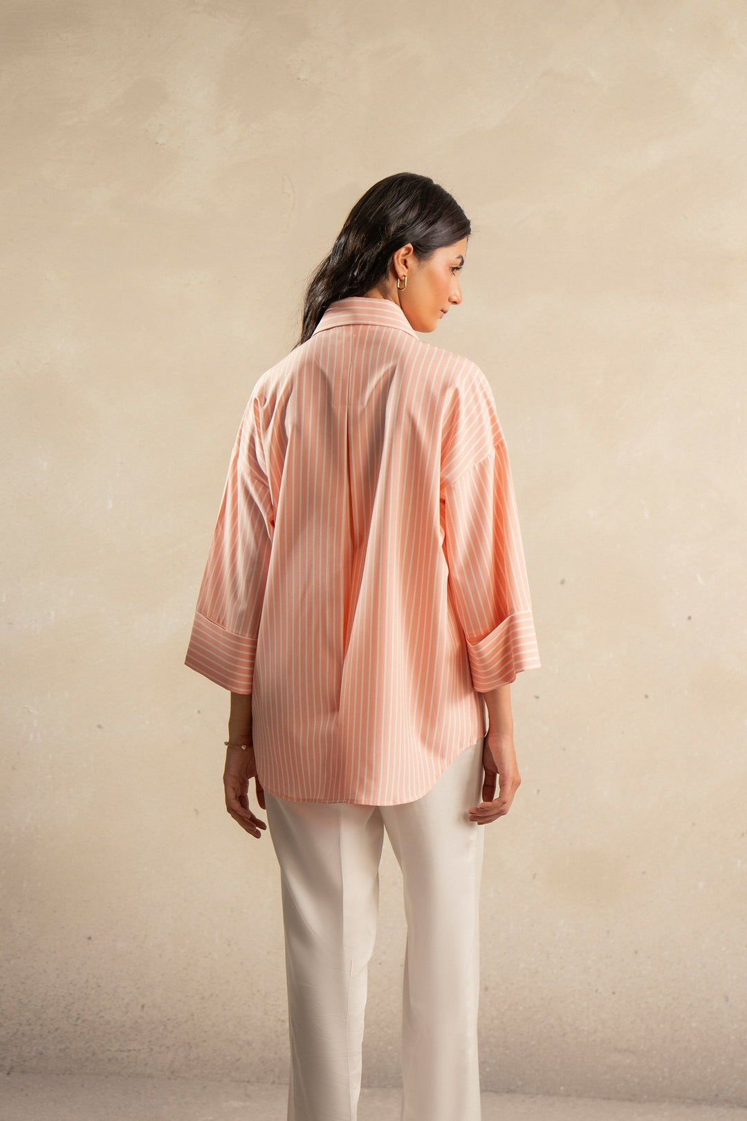 Pink Striped Flowy Shirt