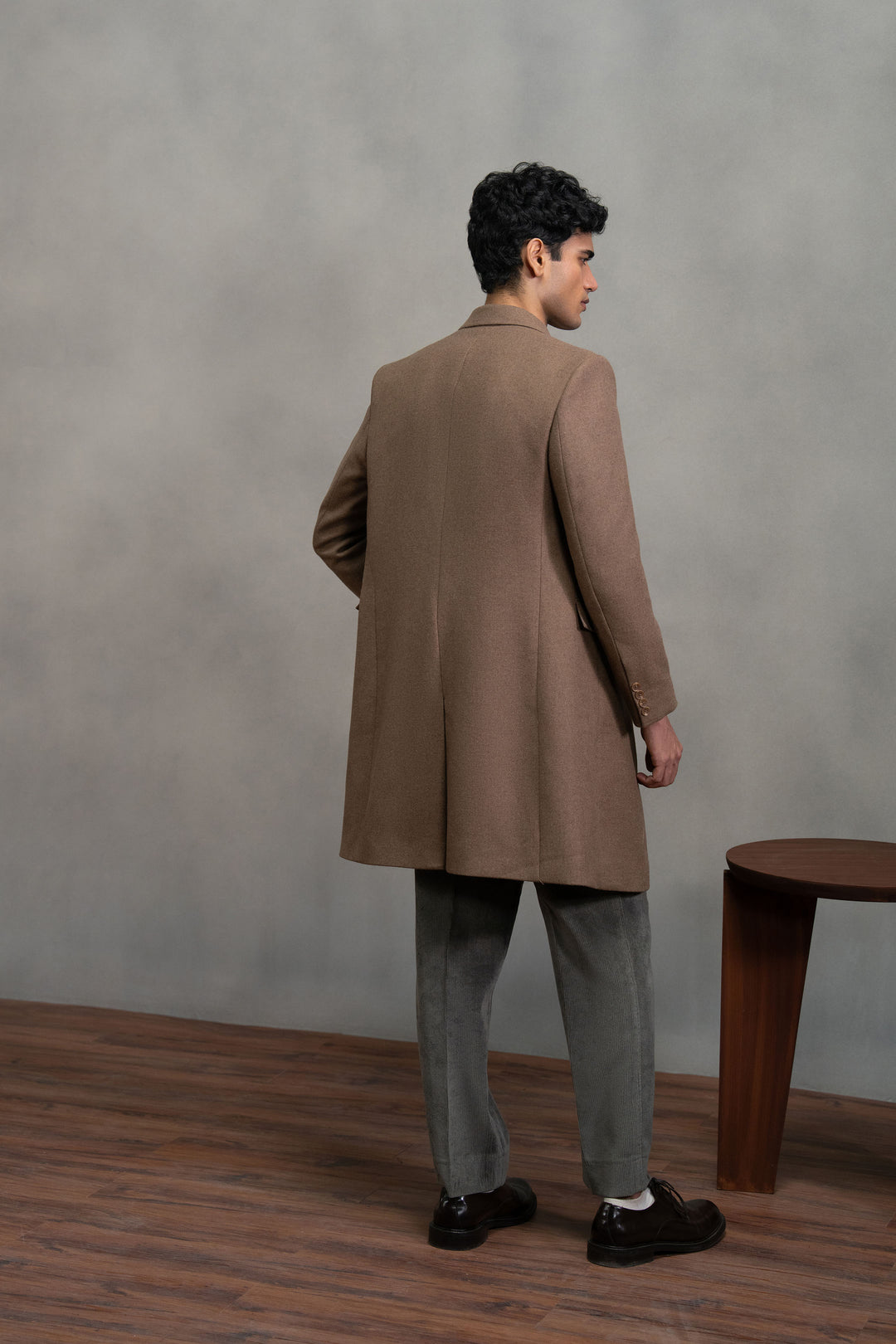 Brown Double Breasted Long Coat