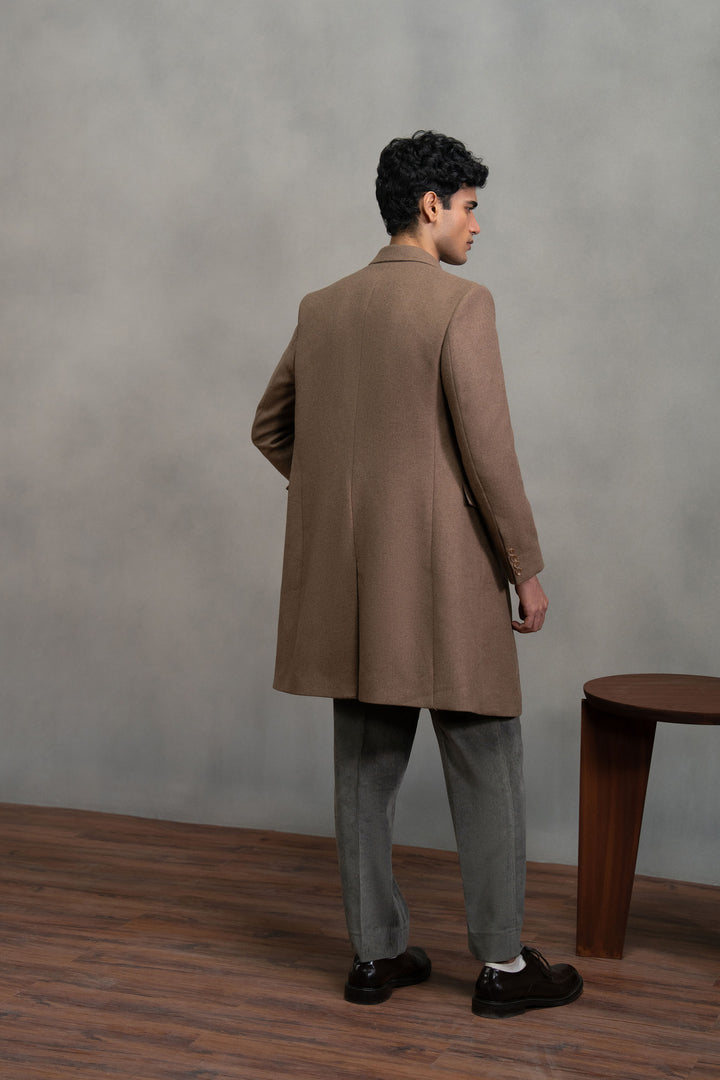 Brown Double Breasted Long Coat