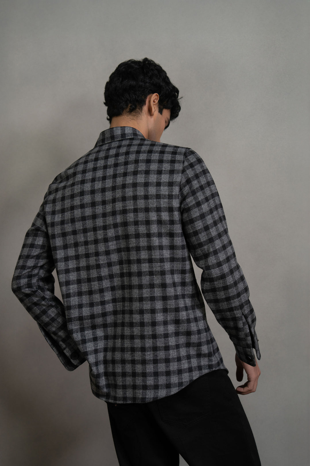 Black Check Wool Shirt