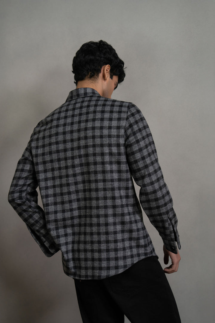 Black Check Wool Shirt