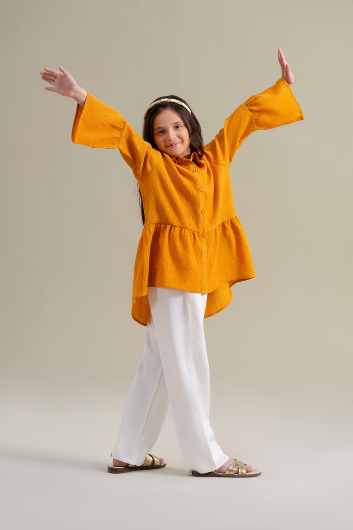Mustard Shirt with Ruffle Detail
