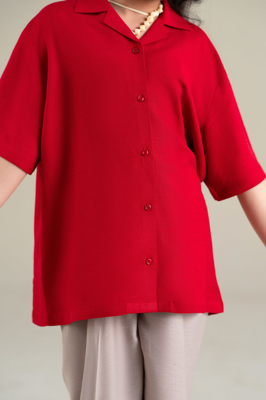 Red Linen Resort Shirt