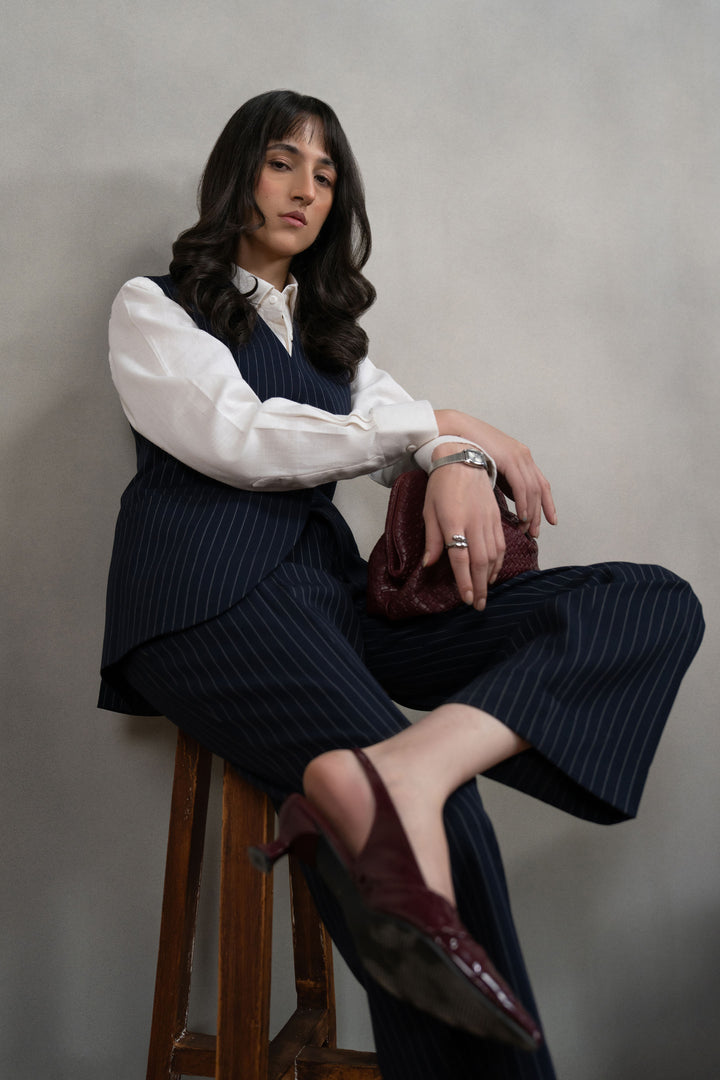 Tailored Navy Pinstripe Co-ord Set