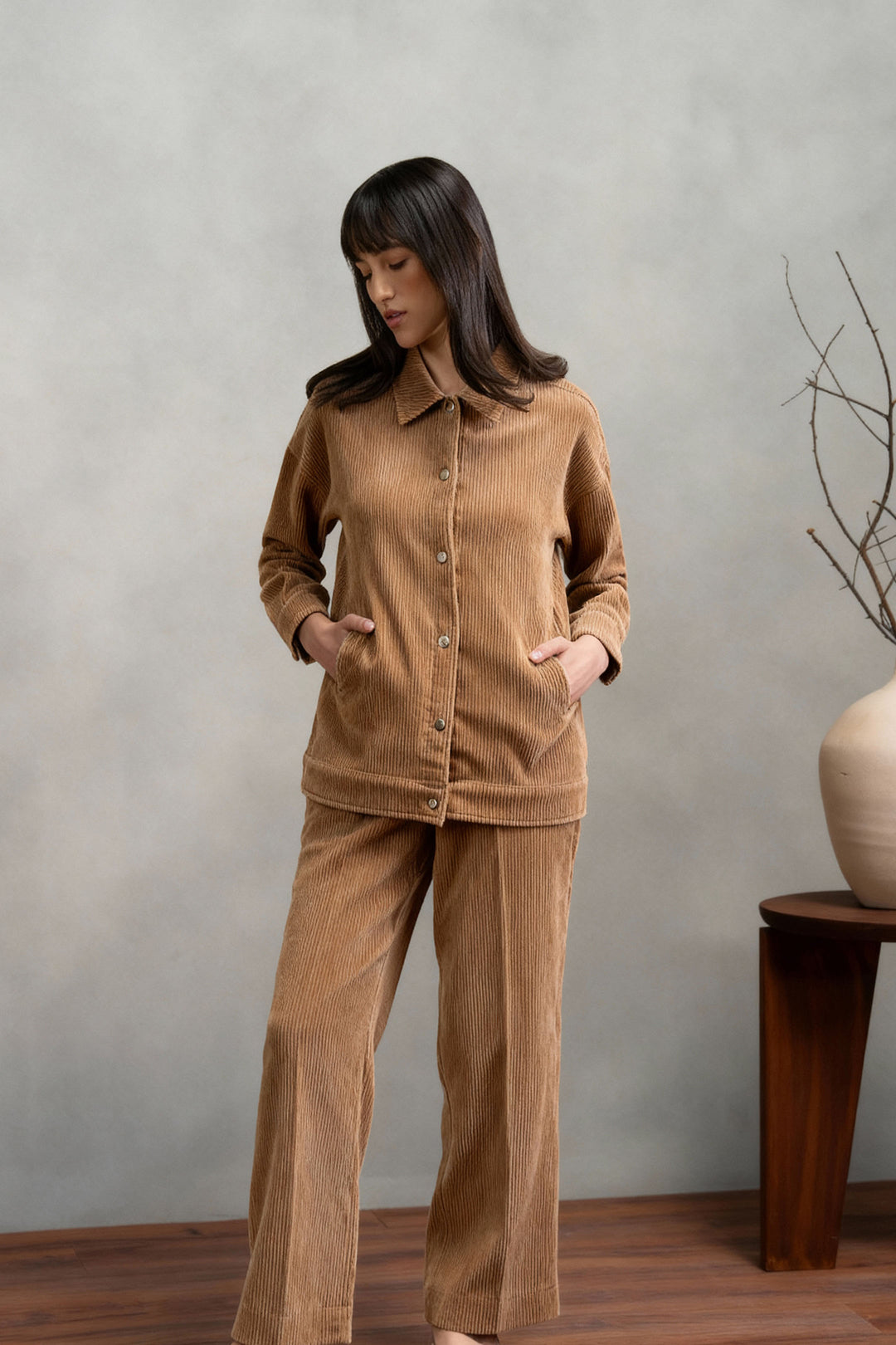 Camel Corduroy Co-ord Set