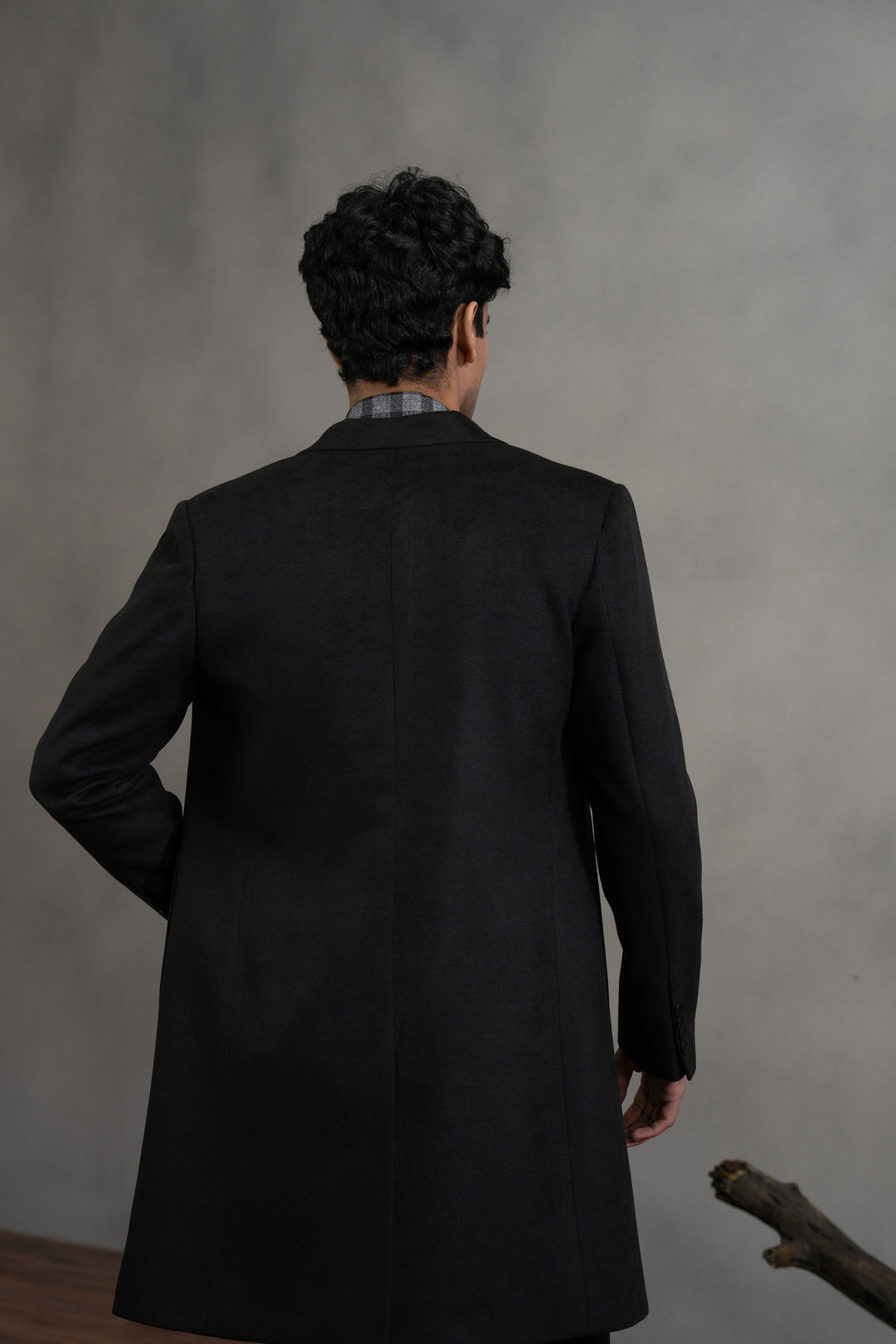 Black Single Breasted Long Coat