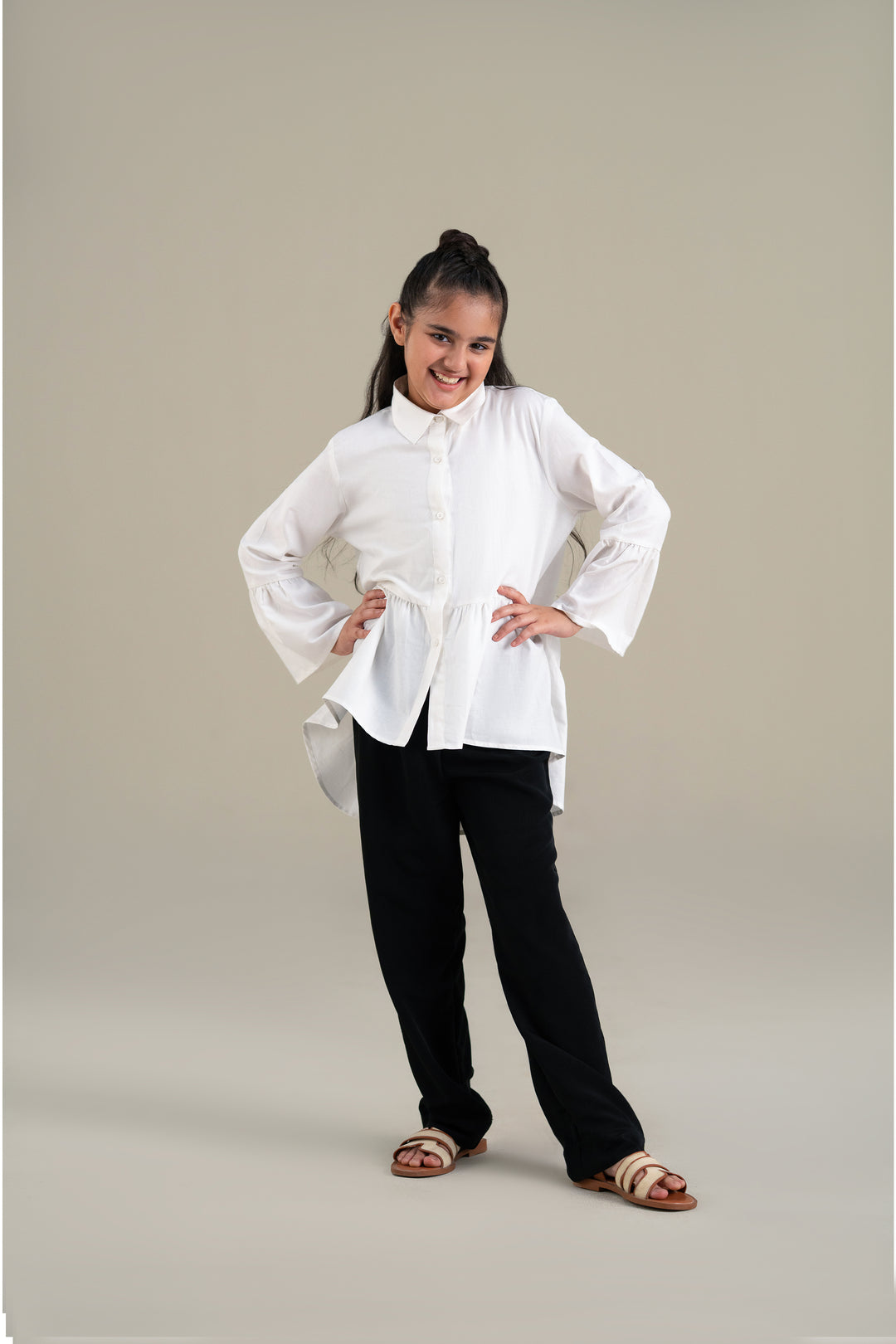 White Shirt with Ruffle Detail