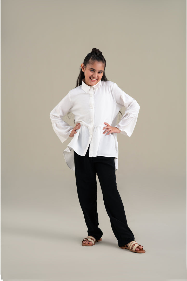 White Shirt with Ruffle Detail