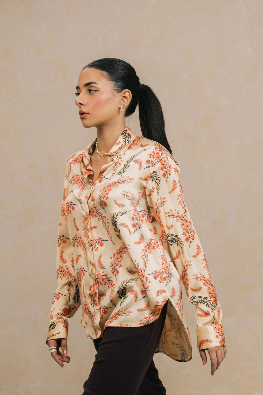 Beige Relaxed Fit Shirt for Women