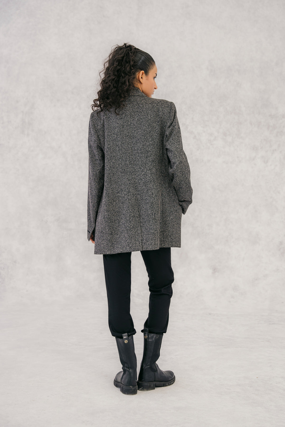 Charcoal Textured Wool Blazer