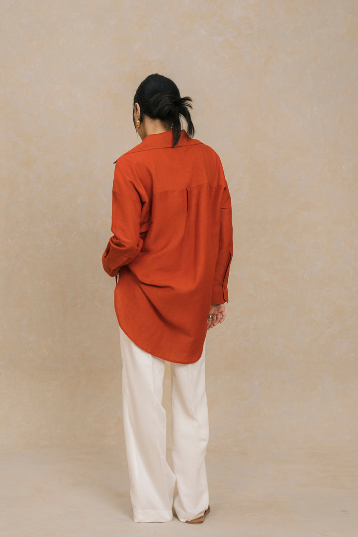 Orange Linen Shirt