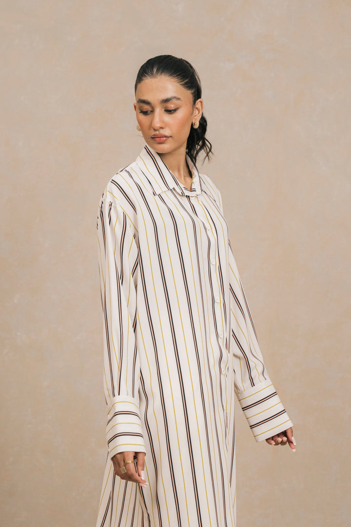 Multi Striped Knee Length Shirt