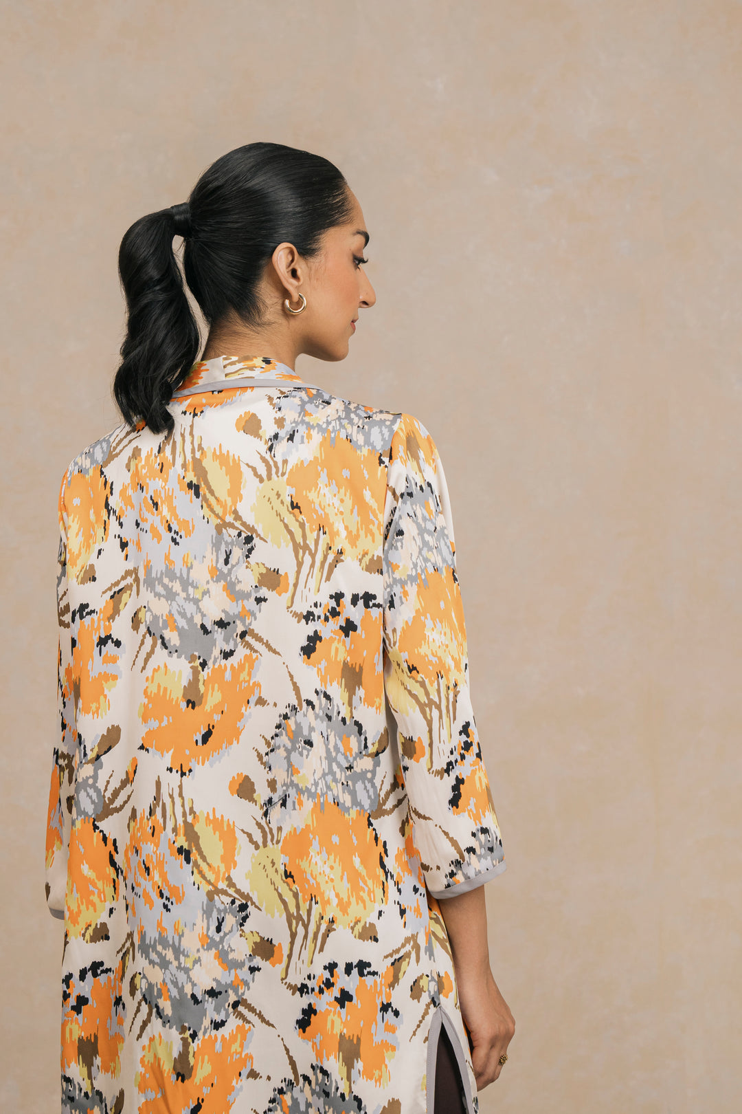 Orange Multi Printed Silk Shrug for women